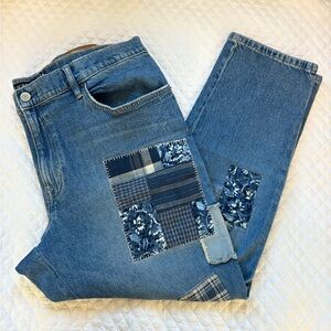 Lauren Ralph Lauren Women's Blue Patchwork Straight Leg Jeans